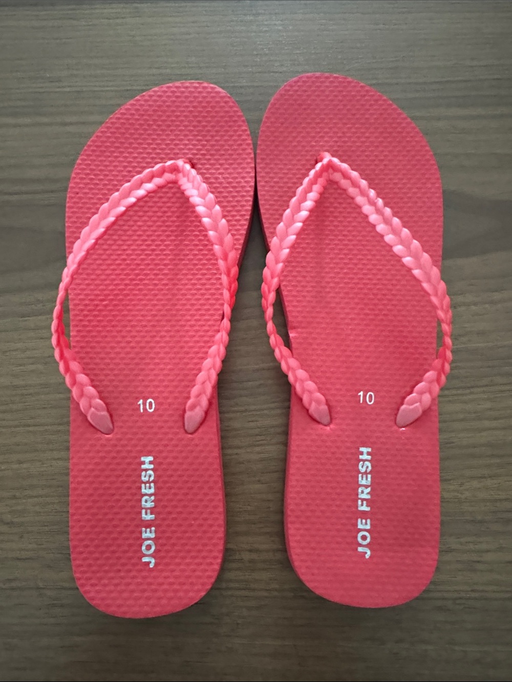 Joe Fresh Coral Braided Strap Flip Flops